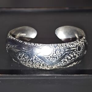 VTG Sterling Silver "Storytelling" Modernist Cuff Bracelet